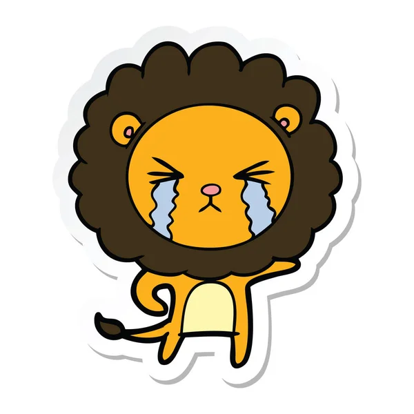 Sticker Van Een Cartoon Huilen Leeuw — Stockvector