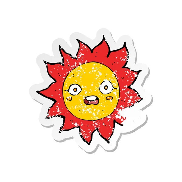 Retro Distressed Sticker Cartoon Sun — Stock Vector