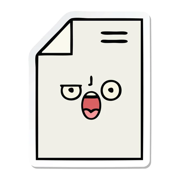 Sticker Van Een Leuke Cartoon Vel Papier — Stockvector