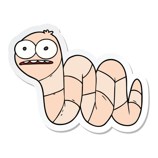 Sticker van een cartoon nerveus worm — Stockvector