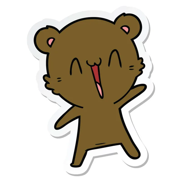 Sticker Happy Bear Cartoon — Stock Vector
