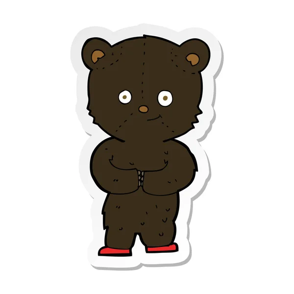 Sticker Cartoon Teddy Black Bear Cub — Stock Vector