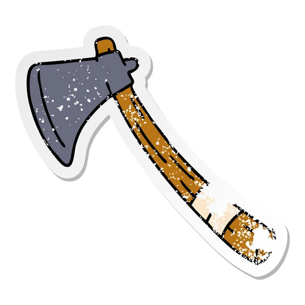 Kézzel Rajzolt Szomorú Matrica Rajzfilm Doodle Kerti Axe — Stock Vector