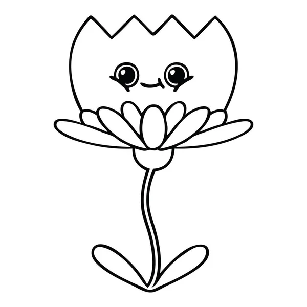 Desenho Linha Desenhos Animados Uma Flor — Vetor de Stock