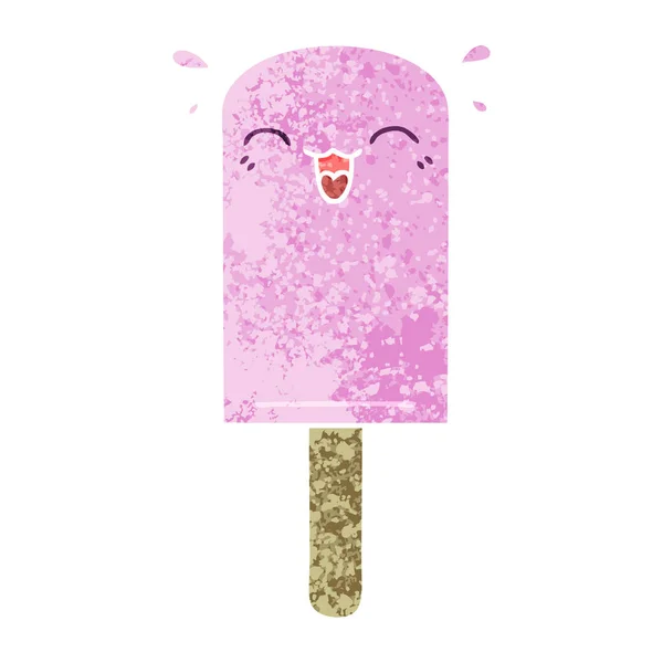 Illustration Rétro Style Excentrique Bande Dessinée Glace Lolly — Image vectorielle