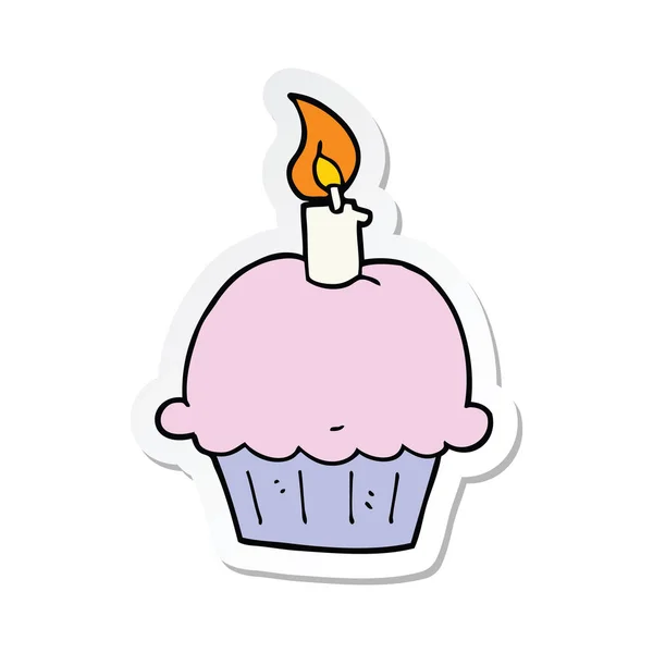 Pegatina de un cupcake de cumpleaños de dibujos animados — Vector de stock