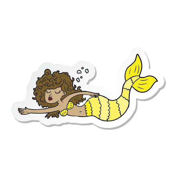 Sticker Cartoon Mermaid — Stock Vector