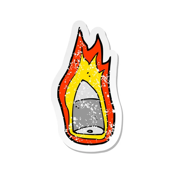 Retro Distressed Sticker Cartoon Flaming Bullet — Stock Vector