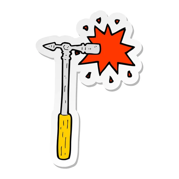 Aufkleber Eines Cartoon Nadelhammers — Stockvektor