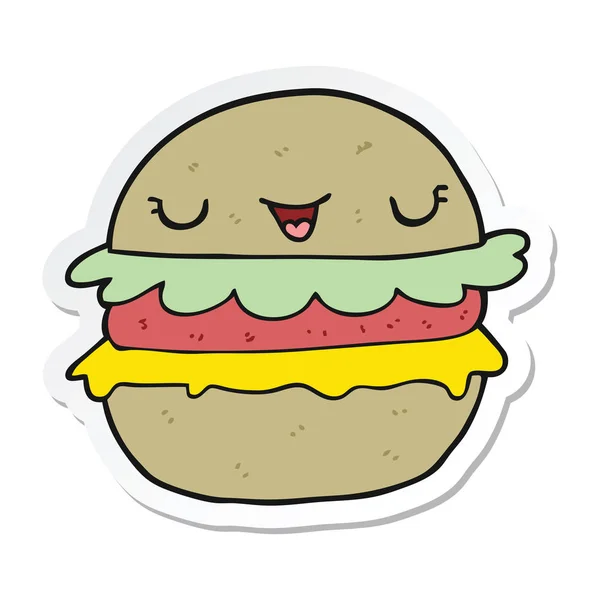 Sticker Cartoon Burger — Stock Vector