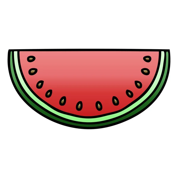 Gradient Schattierte Schrullige Karikatur Wassermelone — Stockvektor