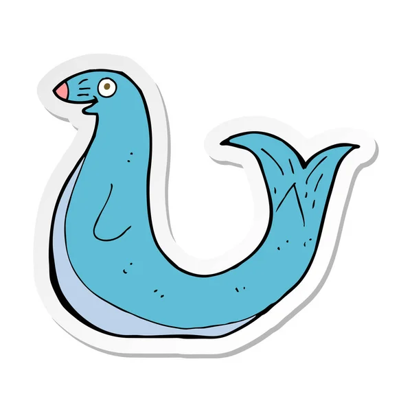 Sticker of a cartoon happy seal — Stock Vector