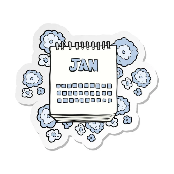 Sticker van een kalendermaand weergegeven: cartoon van januari — Stockvector