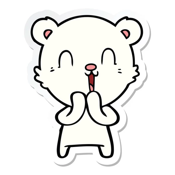 Sticker of a happy cartoon polar bear — Stock Vector