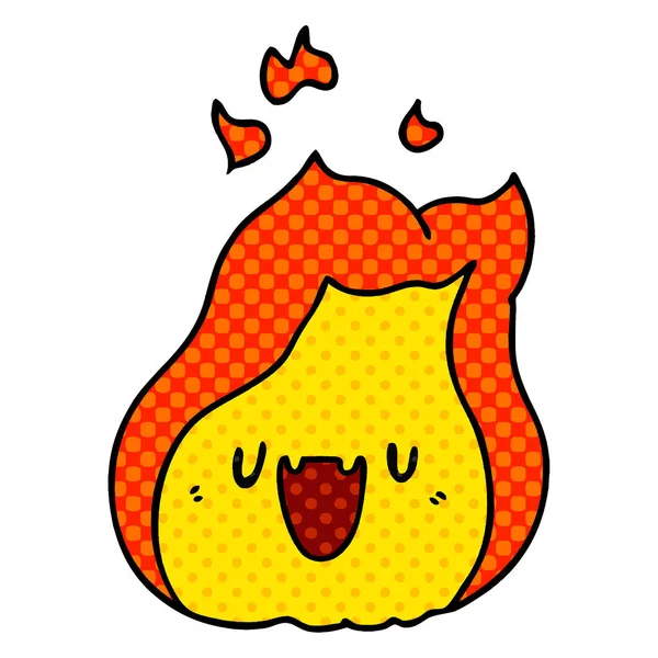 Cartoon Illustration Kawaii Cute Fire Flame — Stock Vector
