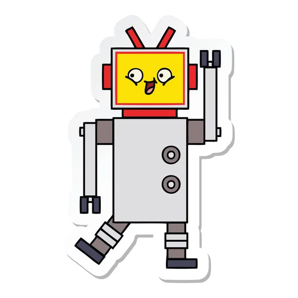 Etiqueta de um robô bonito dos desenhos animados — Vetor de Stock