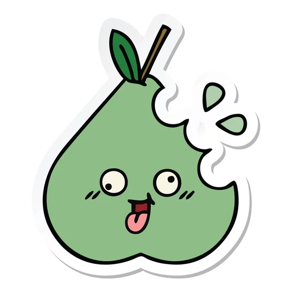 Sticker Cute Cartoon Green Pear — Stock Vector