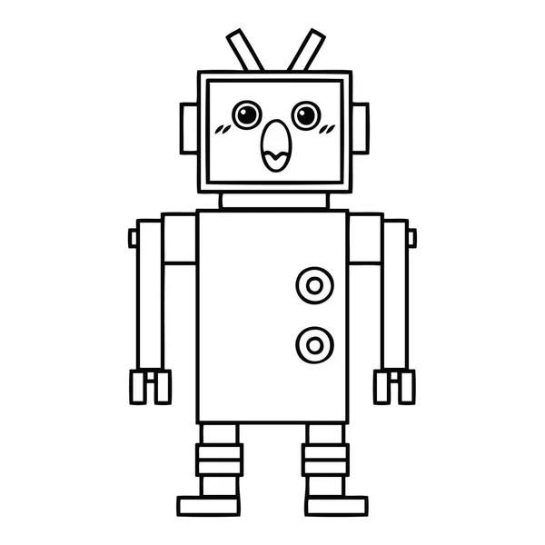 Linea Disegno Cartone Animato Robot — Vettoriale Stock
