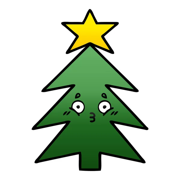 Gradient grijs cartoon kerstboom — Stockvector