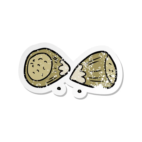 Distressed Sticker Cartoon Hazelnuts — Stock Vector
