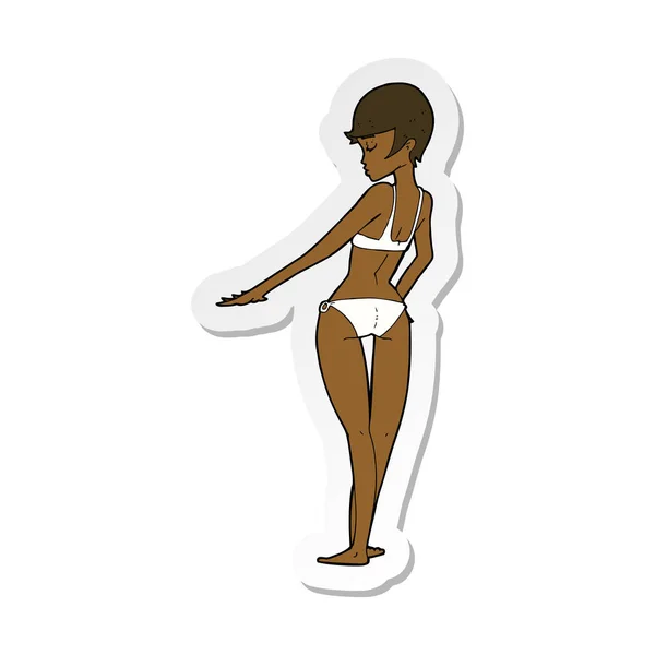 Sticker van een cartoon vrouw in bikini — Stockvector