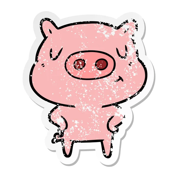 Stiker Tertekan Dari Isi Kartun Babi - Stok Vektor