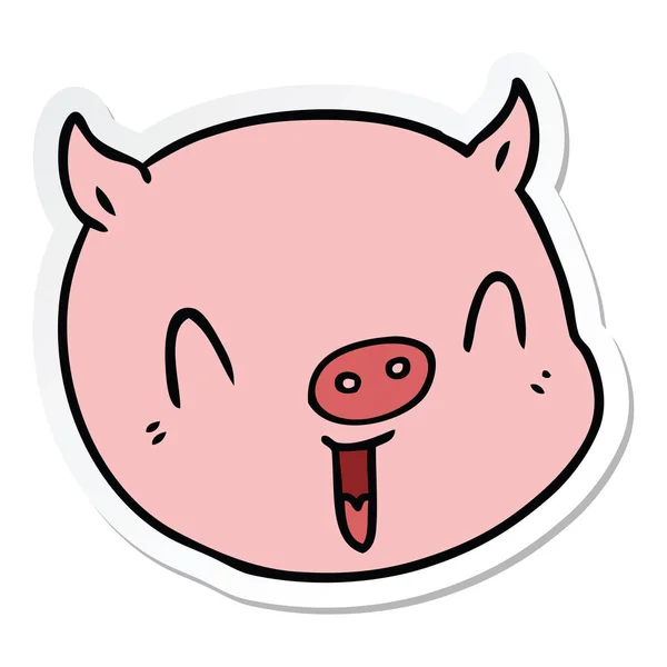 Autocollant d'un visage de porc dessin animé — Image vectorielle