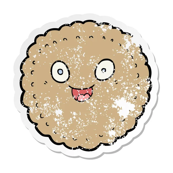 Distressed Sticker Cartoon Biscuit — Stock Vector