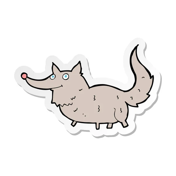 Pegatina de un pequeño lobo de dibujos animados — Vector de stock