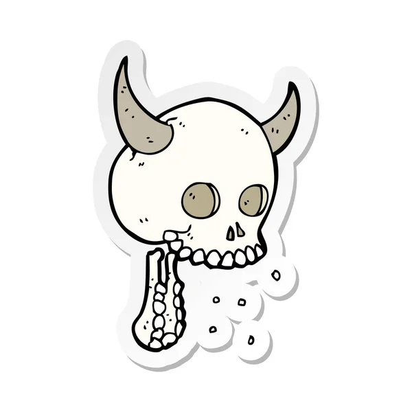 Sticker Van Een Cartoon Spooky Schedel — Stockvector