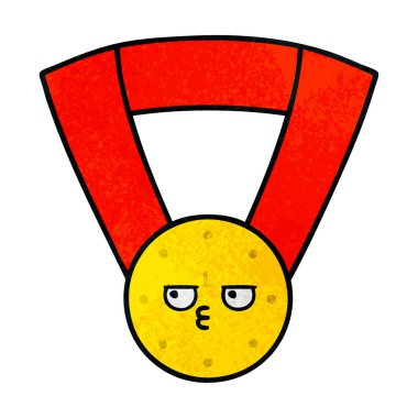 Retro grunge doku karikatür altın madalya