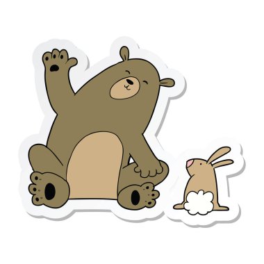 etiket bir karikatür ayı ve tavşan arkadaşlar