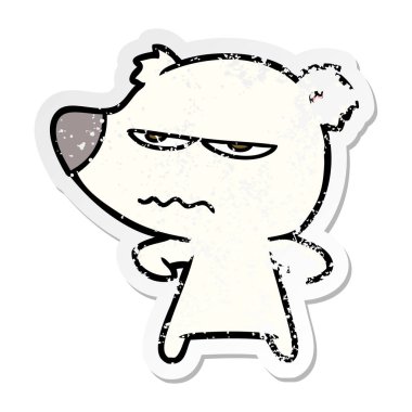 kızgın ayı kutup karikatür sıkıntılı etiket