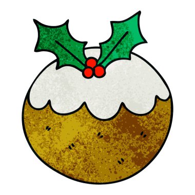 ilginç el karikatür Noel pudingi çekilmiş