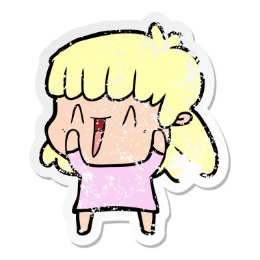 bir çizgi film kadının sıkıntılı etiket