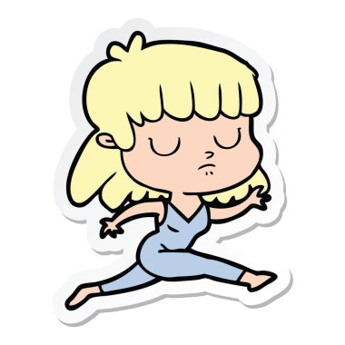 etiket çalıştıran bir karikatür kayıtsız kadının