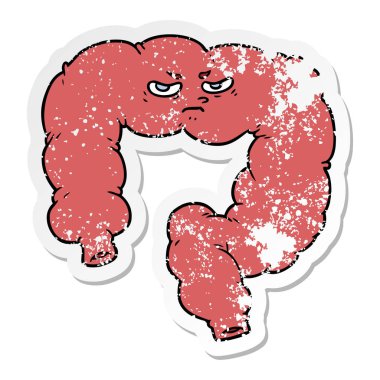 bir çizgi film kızgın kolonun sıkıntılı etiket