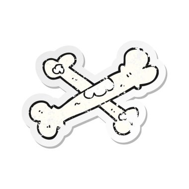 bir çizgi film eski kemik Retro sıkıntılı etiket