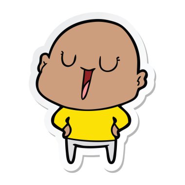 etiket bir mutlu karikatür kel adam