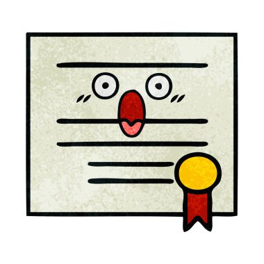 Retro grunge doku karikatür mezuniyet diploma