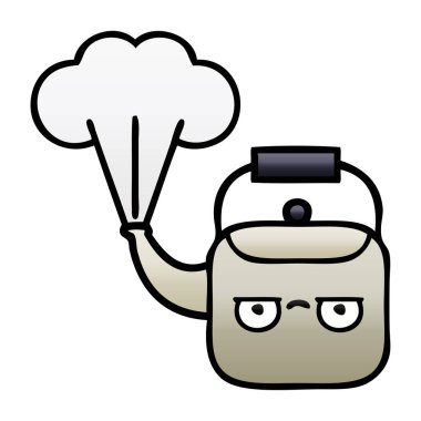 Degrade gölgeli karikatür buharlı su ısıtıcısı