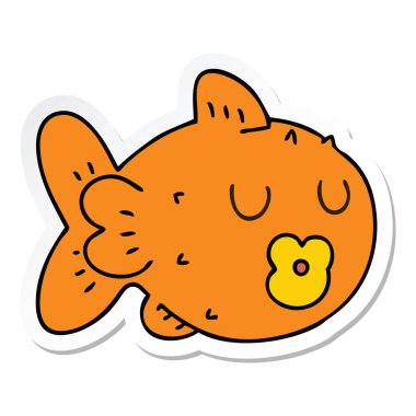 ilginç bir el etiket karikatür balık çizilmiş 