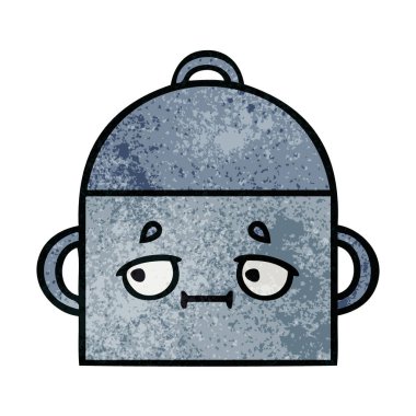 Retro grunge doku karikatür bir pişirme tencere