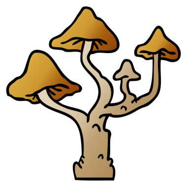 Degrade çizgi film doodle mantar büyüyen