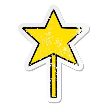 sevimli çizgi yıldız değnek sıkıntılı etiket