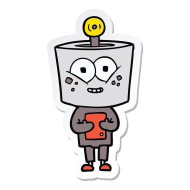 bir mutlu karikatür robot Sticker