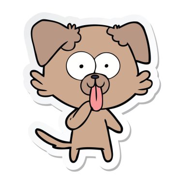 etiket yapışkanlık dışarı dil bir karikatür köpek