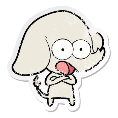 sevimli çizgi fil sıkıntılı etiket