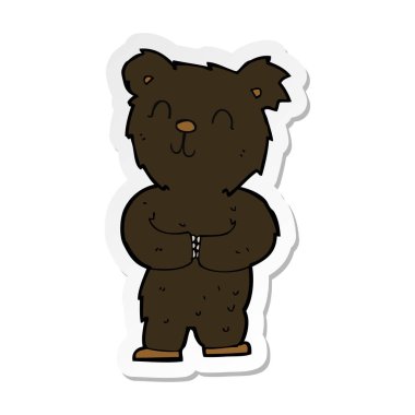 etiket bir karikatür mutlu küçük siyah ayı