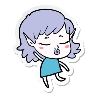 dans güzel karikatür elf kızı etiketi